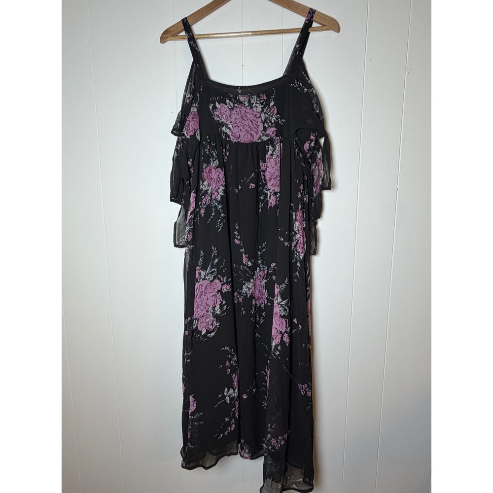 Free People Wedding Guest Midnight Combo Floral Cold Shoulder Midi Dress SM